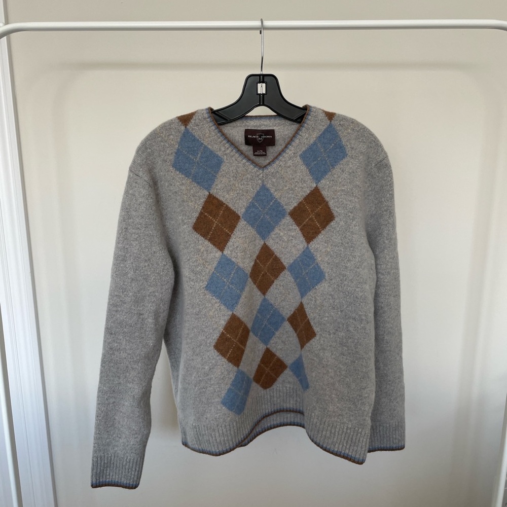 Vintage Wool Black Brown 1826 Argyle Sweater